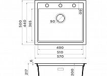 картинка, Кухонная мойка Omoikiri Sintesi 57-GB Artceramic/графит